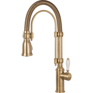 Smeg Páková baterie z řady Nostalgie s otočným ramenem a spirálovou dekorační pružinou, mosazná MIDR7O-2 obraz