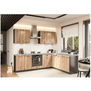 Artstolk Rohová kuchyňská linka ANIKA C | 200-260 cm dub artisan/grafit Provedení: bez pracovní desky obraz
