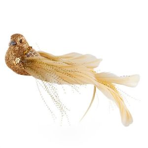 ArtFir Vánoční dekorace PTÁČEK 502 | zlatá 19 x 4 x 5 cm obraz