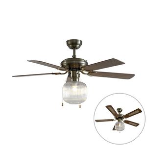 Stropní ventilátor mosazný s dřevem 107, 5 cm s tahovým spínačem - Mistral Karel obraz