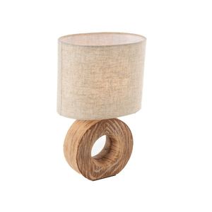 Moderní stolní lampa s dřevěným potiskem a béžovým stínidlem - Meau obraz