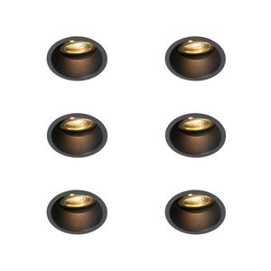 Sada 6 moderních zapuštěných bodových svítidel černá se zlatou, otočná a naklápěcí - Alloy obraz