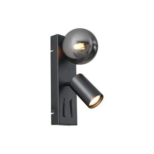 Moderní nástěnné svítidlo černé 2-světelné naklápěcí s portem USB-C - Lesly obraz