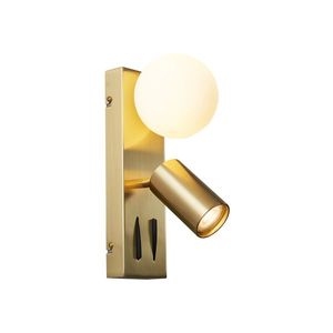 Moderní mosazná nástěnná lampa 2-světelná nastavitelná s portem USB-C - Lesly obraz