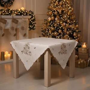 Ubrus Vánoční, Vánoční hnědý stromeček, béžový 85 x 85 cm obraz