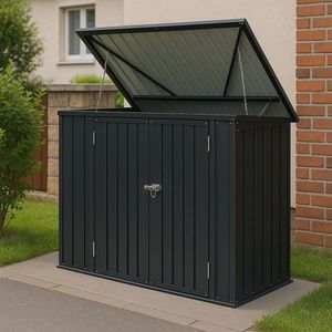 Kovový přístřešek, 3 popelnice, výklopné víko, 200×105×128cm obraz