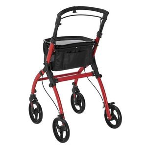 Skládací hliníkové chodítko s brzdou a taškou, červené obraz