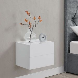 Závěsný noční stolek 40x29x30 cm, 2 zásuvky, bílý obraz