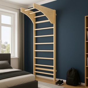 Dřevěné žebřiny s hrazdou 220 cm, nosnost 170 kg obraz