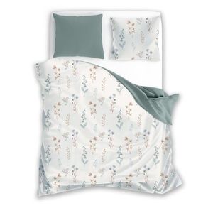 Faro Bavlněné povlečení COTTAGE HOME 018 140x200 cm + 1x 70x90 cm bílé/zelené obraz
