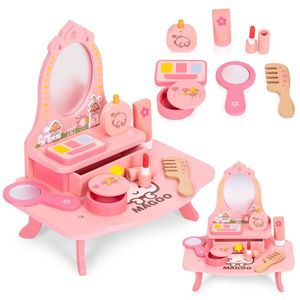 ECOTOYS Dřevěný toaletní stolek PRINCESS růžový obraz