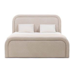 Hector Dvoulůžková čalouněná postel Ovoid 140x200 s úložným prostorem béžová obraz