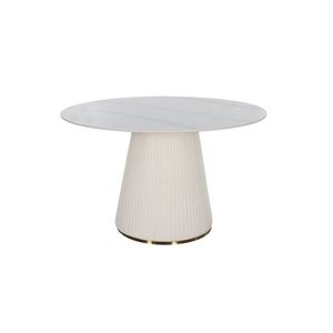 LivinHill Jídelní stůl Modig 120 cm eko kůže ecru/mramor obraz