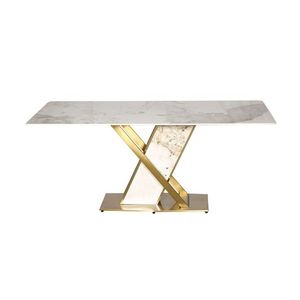 LivinHill Jídelní stůl Modig 180 cm mramor/zlatý obraz