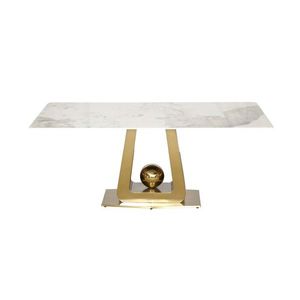 LivinHill Jídelní stůl Modig Ball 180 cm zlatý/mramor obraz