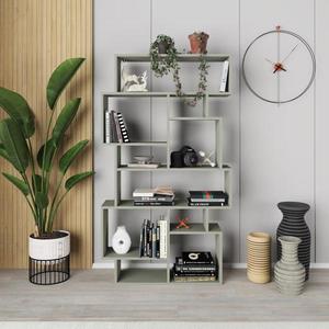 Knihovna Houseland KARMATO šedo-zelená obraz