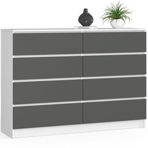 Ak furniture Komoda Kuba 140 cm 8 šuplíků bílá/grafitová obraz