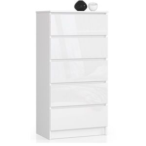 Ak furniture Komoda Kuba 60 cm - 5 šuplíků bílá lesk obraz
