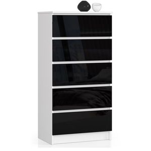 Ak furniture Komoda Kuba 60 cm - 5 šuplíků bílá/černá obraz