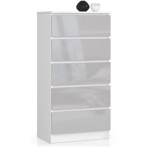Ak furniture Komoda Kuba 60 cm - 5 šuplíků bílá/šedá obraz