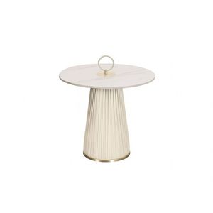 LivinHill Konferenční stolek Modig 60 cm eko kůže ecru/mramor obraz