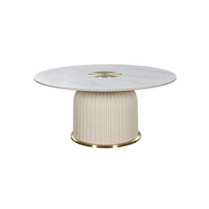 LivinHill Konferenční stolek Modig M 80 cm eko kůže ecru/mramor obraz