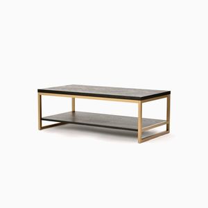 LivinHill Konferenční stolek Seville 120 cm z masivu černý/zlatý obraz