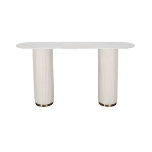 LivinHill Konzolový stolek Modig 160 cm eko kůže ecru/mramor obraz