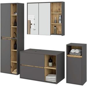 Ak furniture Koupelnová sestava VAMI II grafitově šedý/dub artisan obraz