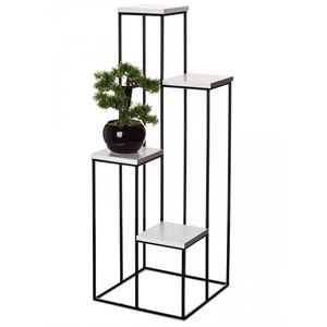 HowHomely Květinový stojan LOFT 110 cm černý/bílý obraz