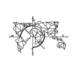 Wallity Nástěnná dekorace World Map Metal Decor 2 černá obraz