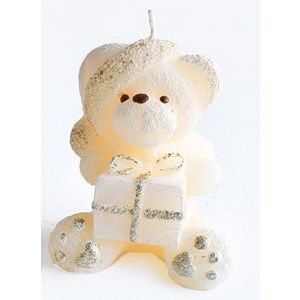 Mondex Parafínová svíčka TEDDY 15 cm krémová obraz