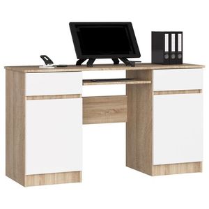 Ak furniture Psací stůl A5 135 cm dub sonoma/bílý obraz