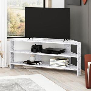 Rohový TV stolek Houseland Thales mramor Carrara obraz