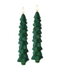 Mondex Since 1986R Sada 2 ks vánočních LED svíček Nikolao 5x26 cm zelená obraz