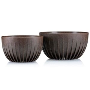 HowHomely Sada 2 květináčů STRIPPED ECO kávově hnědá obraz