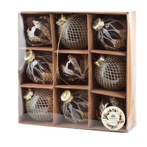 Mondex Since 1986 Sada vánočních baněk Santa Lila 9 ks zlatá obraz