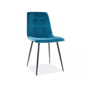 Signal Sametová jídelní židle Mila tyrkysová/černá obraz