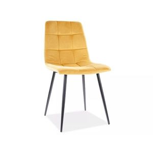 Signal Sametová jídelní židle Mila žlutá/černá obraz