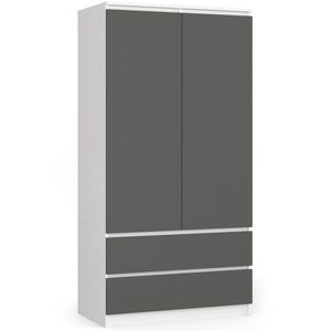 Ak furniture Šatní skříň Star 90 cm bílá/grafitově šedá obraz