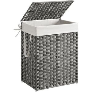 SONGMICS Skládací ratanový koš na prádlo Houry 90 L šedý obraz