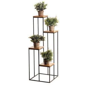 HowHomely Stojan na květiny Quattro 110 cm černý obraz