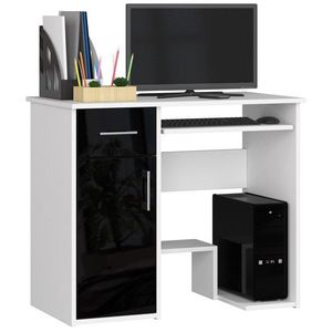 Ak furniture Volně stojící psací stůl Jay 90 cm bílý/černý lesk obraz