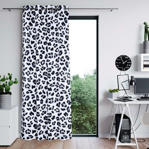 Závěs AmeliaHome Wild se stříbrnými průchodkami černobílý obraz