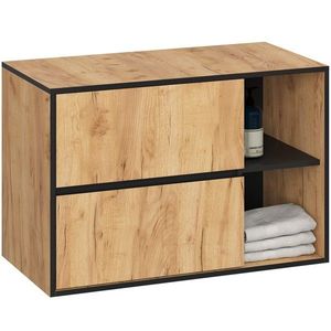 Ak furniture Závěsná skříňka pod umyvadlo VAMI s otvory 90 cm dub craft/černá obraz