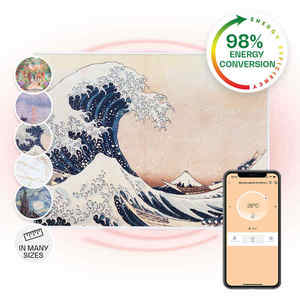 Klarstein Wonderwall Air Art Smart, infračervený ohřívač, 80 x 60 cm, 500 W, modré vlny obraz