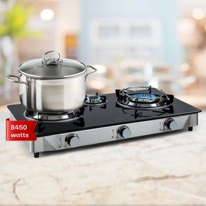 Klarstein Barzona 3, kempingový vařič, 3 hořáky, 3, 4/0, 75/4, 3 kW, skleněná deska, kryt z nerezové oceli obraz