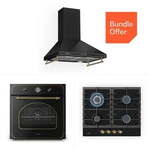 Klarstein Victoria 60 Triple Set plyn, Plynné varné desky, Trouba, Digestoř obraz