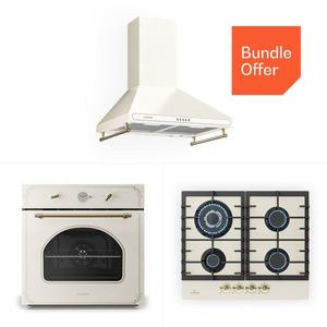 Klarstein Victoria 60 Trojitá sada plyn, Plynové varné desky, Trouba, Digestoř obraz