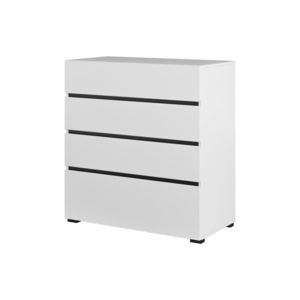 Komoda BONIFACIO 4S 80 cm, bílá/černá obraz